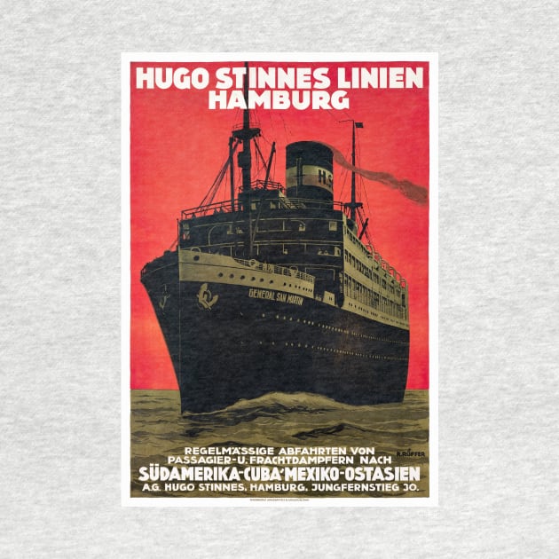 Vintage Travel Poster Germany Hugo Stinnes Linien Hamburg by vintagetreasure